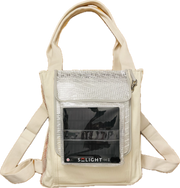 SolaPack backpack with MegaPuff light in front pocket.
